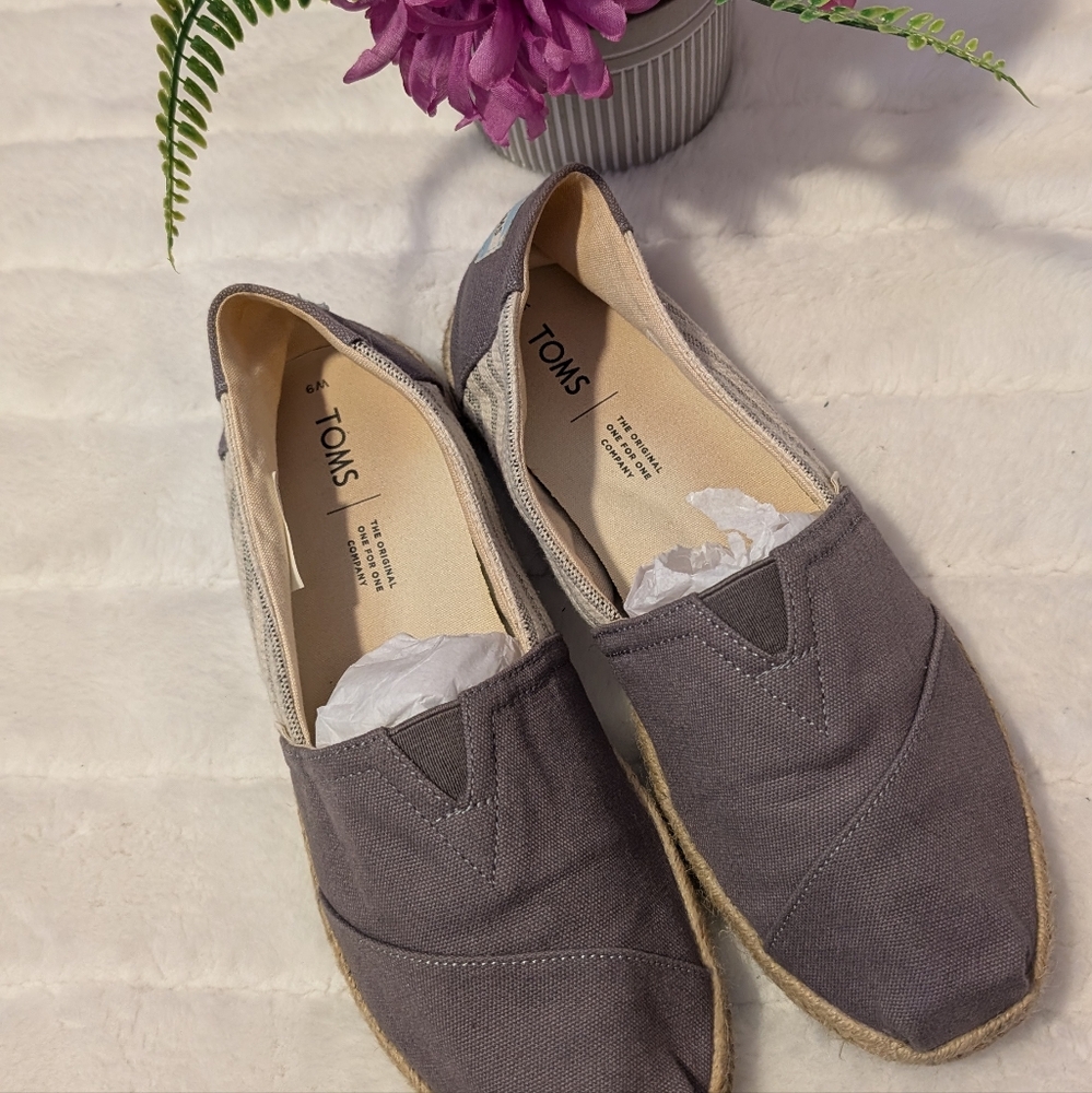 TOMS Women's Charcoal Espadrille Slip-Ons